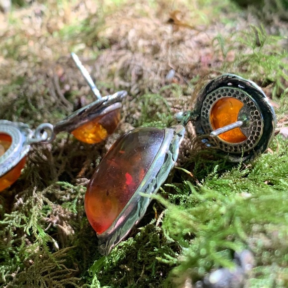 ⭐️Handmade Sterling silver/ cognac amber earrings - Picture 14 of 16